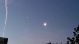 The Planet Jupiter And The Moon Spotted On The Longest Day Of The Year before The Sun Rised
