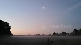 Fog On The Ground On The Dawn Of The Longest Day Of The Year