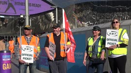Rail workers strike in Birmingham, England as national walkout begins in the UK