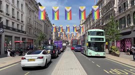 Pride flags decorate Regent Street
