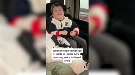 Mum is reduced to tears after son with autism 'realises his voice' for the FIRST TIME