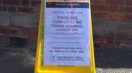 Empty train station with no services running due to RMT strike