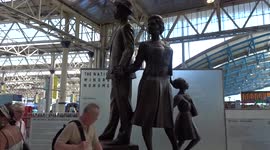 Newly unveiled National Windrush Monument attracts admirers at Waterloo Station