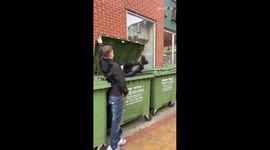 Wheelie bad! UK bin stunt goes wrong when man gets locked inside