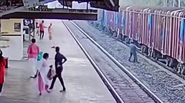 Railway staff saves man from being run over by train in eastern India