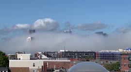 US: Low-Lying Morning Fog Covers Buildings In Boston