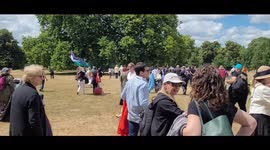 Kellie Jay Keen AKA 'Posie Parker, speaks at Hyde park in front of a crowd