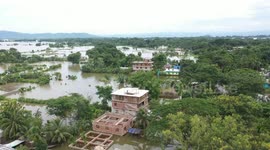 Drone footage shows scale of flooding in northeastern India