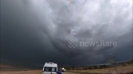 Lightning bolt captured as storm clouds roll over Kent, UK