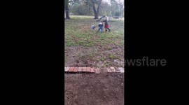 Girl Tangled in Leash