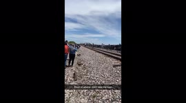 View of passengers escaping the derailed Amtrak Southwest Chief 4 near Mendon, MO on June 27th 2022