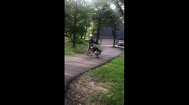 Men Run From Fireworks