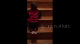 Boy Climbs Stairs and Pees