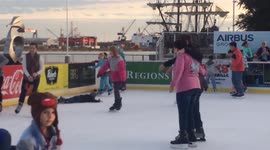 Boy Falls Down While Skating