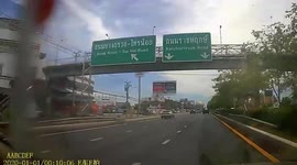 Shocked driver crashes into BATH TUB left on road in Thailand