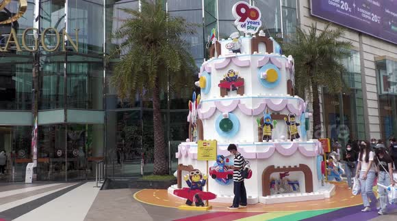 Giant Lego birthday cake appears in Thailand to celebrate company's 90th year