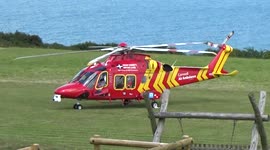 After the Port isaac emergency is over the Ambulance stays a bit longer chatting to the Police but the Air ambulance flys off into the sun set