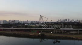 Drone footage of a beautiful sunset in São Paulo, Brazil