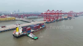 Aerial Footage Of Port Container Terminal In Suzhou, China