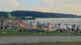 People flock to the beach amid heatwave in Minsk, Belarus