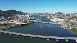 View of the second and fifth bridges that connect the cities of Vila Velha and Vitória in ES - Brazil