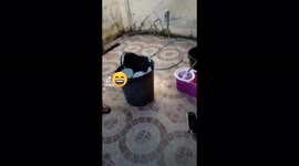 She think that theres someone will steal her water.haha