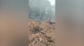 Military airstrike kills two and leaves smouldering aftermath in Myanmar