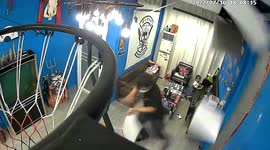 Heroic dad hairdresser rushes to save daughter when roof collapses in salon