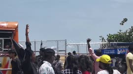 Military aircraft above protesters in Colombo, Sri Lanka