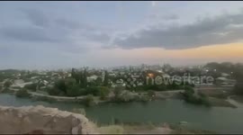 City covered in sulfur trioxide steam after a pump failure on Mineral fertilizers factory in Taraz, Kazakhstan