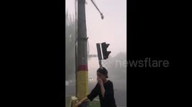 Spooky images of Taraz, Kazakhstan fogged with sulfur trioxide after pump failure at mineral fertilizers factory