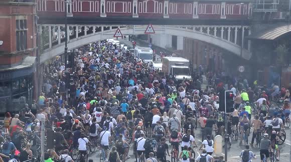 Hundreds take part in DJ Dom Whiting's drum and bass mass bike ride in Manchester
