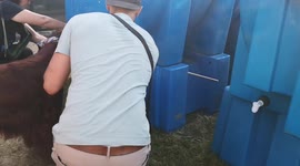 A Dog Cools Of Via A Water Point In A Park