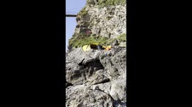 Daredevils set up camp on cliff edge on Cornwall's coast