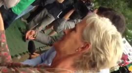 Judy Murray and Toni Nadal hand out coffee at Wimbledon