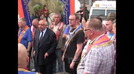 Orange Order march up to police line at Twaddell 