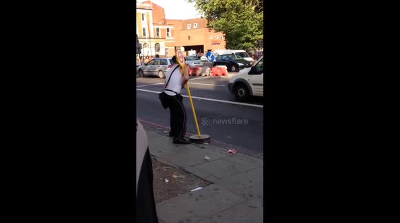 Drunk Man Fights With Bus Stop
