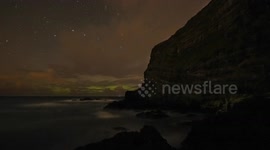 A timelapse of the Aurora Borealis above the Antrim Coast