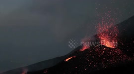 Volcanic eruption at dawn
