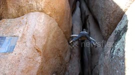 Crazy old man on the rock