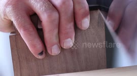 hand cut dovetail for wood box using woodraphic dovetail jig and Suizan Japanese pull saw. traditional fine woodworking, close up asmr and slow motion.