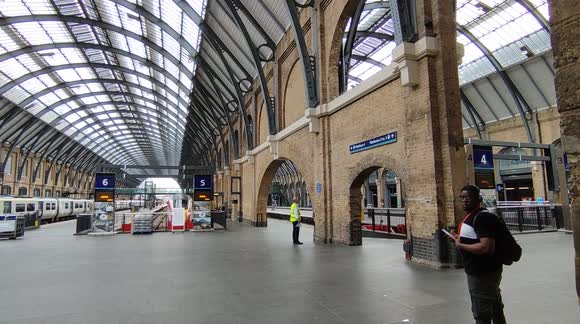 Train industrial action only travel if necessary 27th July 2022 at King's cross station England United Kingdom train strike