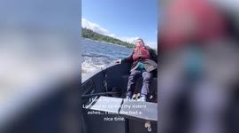 Man lightens the mood after sad day spreading sister's ashes by spinning the boat they hired to prank his mum