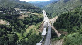 Drone footage of collapsed viaduct highway in northern Spain