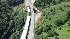Drone footage of collapsed viaduct highway in northern Spain