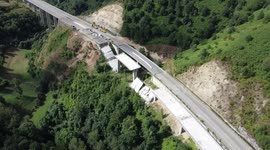 Drone footage of collapsed viaduct highway in northern Spain
