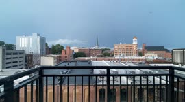 A Gorgeous Rainbow, Grows From Start To Finish Over The Beautiful Chattanooga Skyline