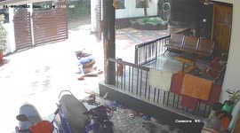 Heart-stopping moment youth slips, falls off terrace, but is caught by brother in southern India