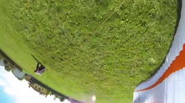 Paragliding landing fail - hard landing on a field