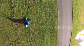 Paragliding take off fail - nearly crashes to the ground after stall